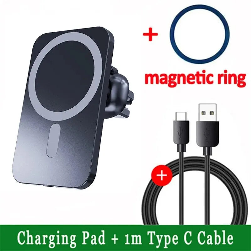 Magnetic 15W Fast Wireless Car Charger – Secure &amp; Sleek