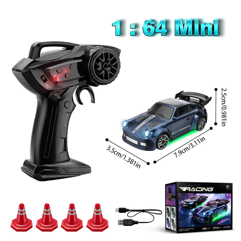 Desktop Drift Racing: 1:64 Mini 4WD RC Car with Full Proportion Contro