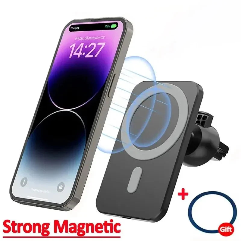 Magnetic 15W Fast Wireless Car Charger – Secure &amp; Sleek