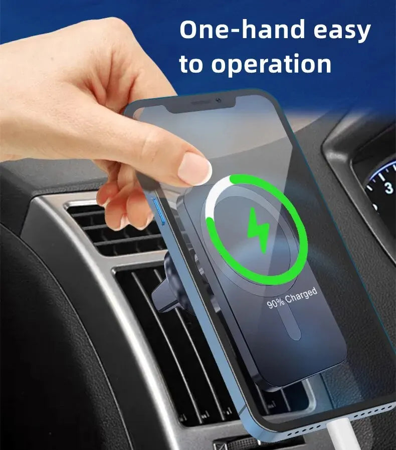 Magnetic 15W Fast Wireless Car Charger – Secure &amp; Sleek